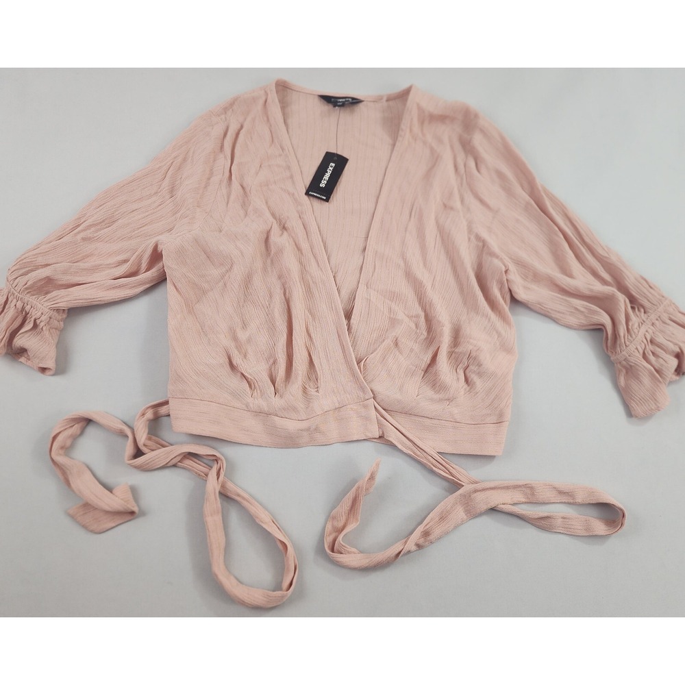 Express blouse top womens sz XXS peach pink gold stripe 30453388 $50 ladies